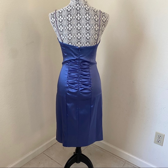 Nicole Miller Collection Blue Satin Cocktail Dress - Picture 6 of 14